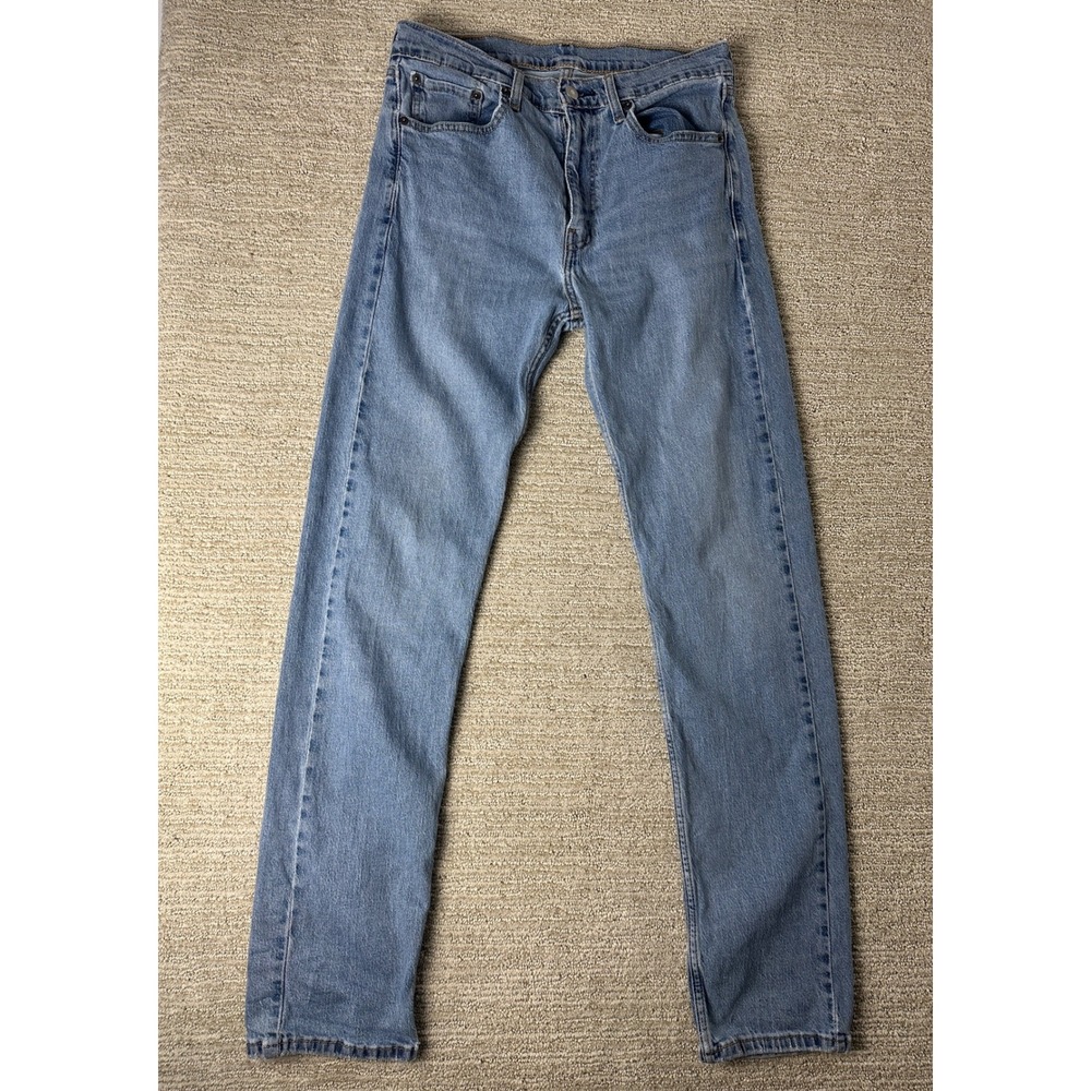 Levi 505 Regular Fit Jeans Mens 32x34 Light Wash Blue Straight Leg Waterless
